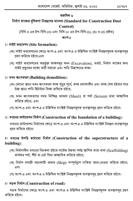 বায়ুদূষণ (নিয়ন্ত্রণ) বিধিমালা, ২০২২ তফসিল — পৃষ্ঠা ৩১