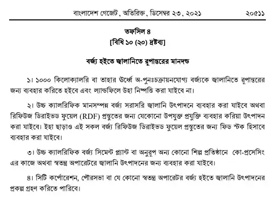 কঠিন বর্জ্য ব্যবস্থাপনা বিধিমালা, ২০২১ তফসিল — পৃষ্ঠা ২৫