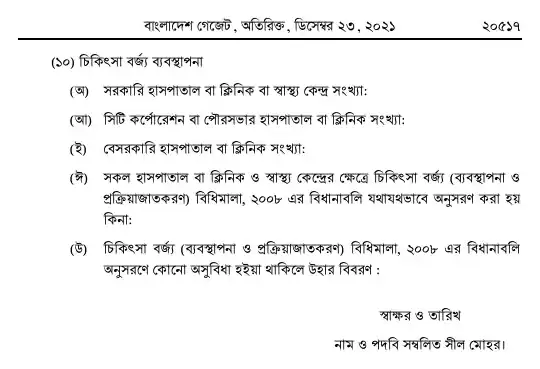 কঠিন বর্জ্য ব্যবস্থাপনা বিধিমালা, ২০২১ তফসিল — পৃষ্ঠা ৩১