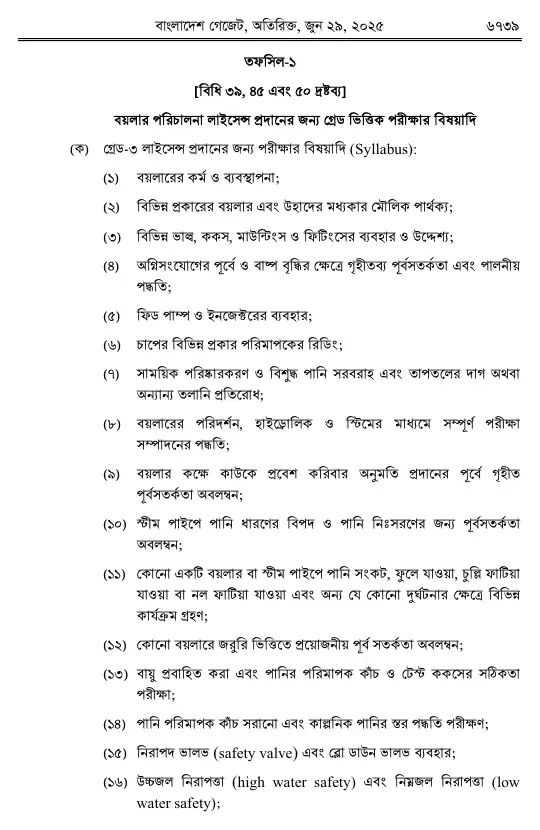 বয়লার বিধিমালা, ২০২৫ তফসিল — পৃষ্ঠা ৩১