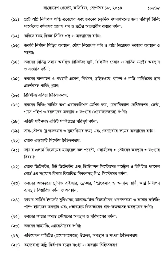 অগ্নি প্রতিরোধ ও নির্বাপণ বিধিমালা, ২০১৪ তফসিল — পৃষ্ঠা ৪৫