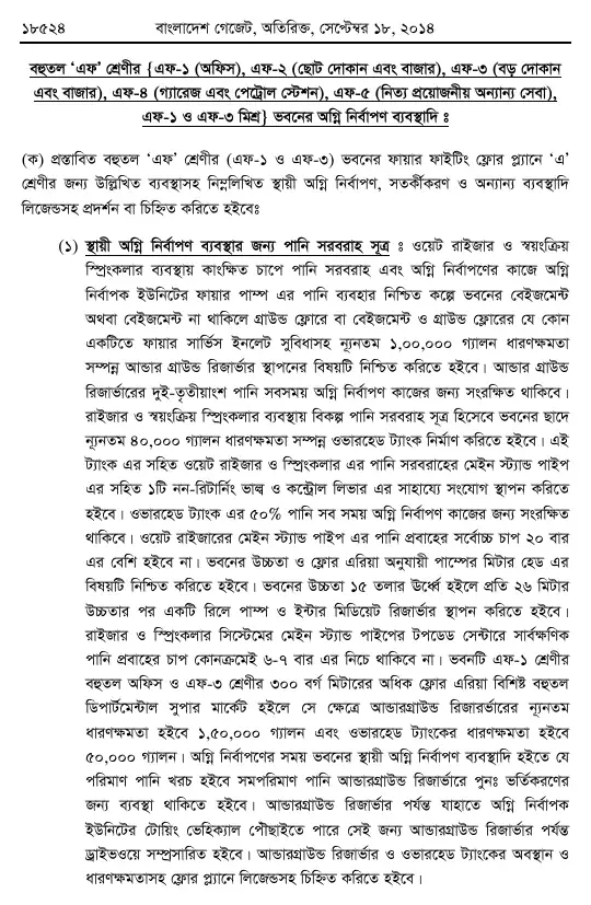 অগ্নি প্রতিরোধ ও নির্বাপণ বিধিমালা, ২০১৪ তফসিল — পৃষ্ঠা ৫৪