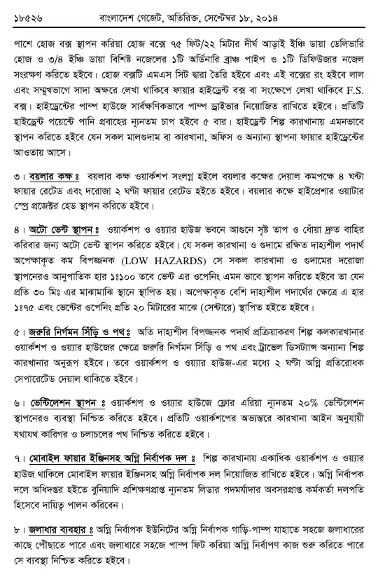 অগ্নি প্রতিরোধ ও নির্বাপণ বিধিমালা, ২০১৪ তফসিল — পৃষ্ঠা ৫৬