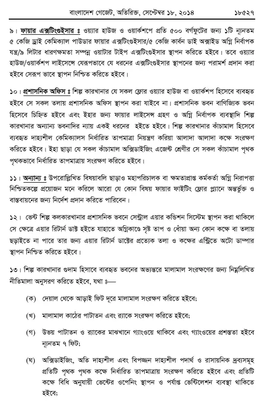 অগ্নি প্রতিরোধ ও নির্বাপণ বিধিমালা, ২০১৪ তফসিল — পৃষ্ঠা ৫৭